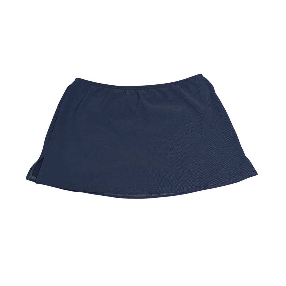 Lands End Navy Blue Ribbed Swim Skirt Built-in Brief Size 10 EUC 287928